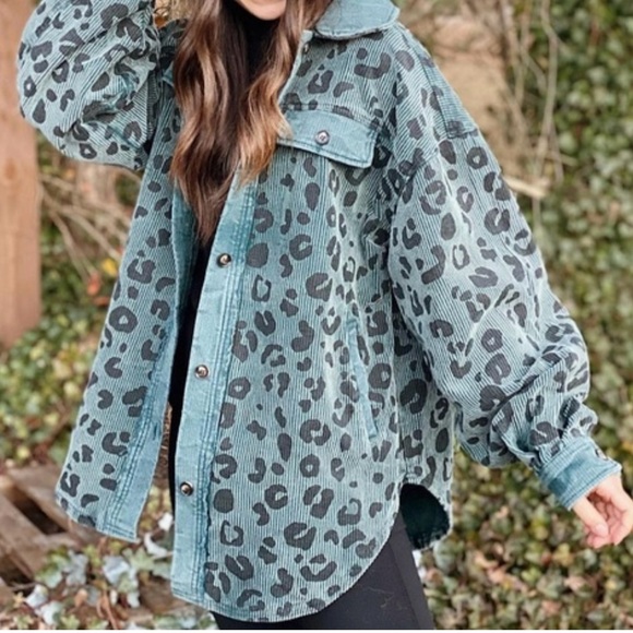 BiBi Vintage Washed Leopard Print Button Shirt/Jacket Size L pre-owned - Picture 4 of 10